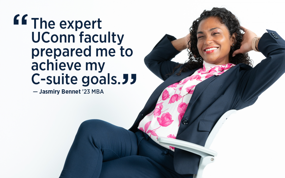 UConn EMBA 2023 Alum Jasmiry Bennet quote the expert UConn faculty prepared me to achieve my C suite goals